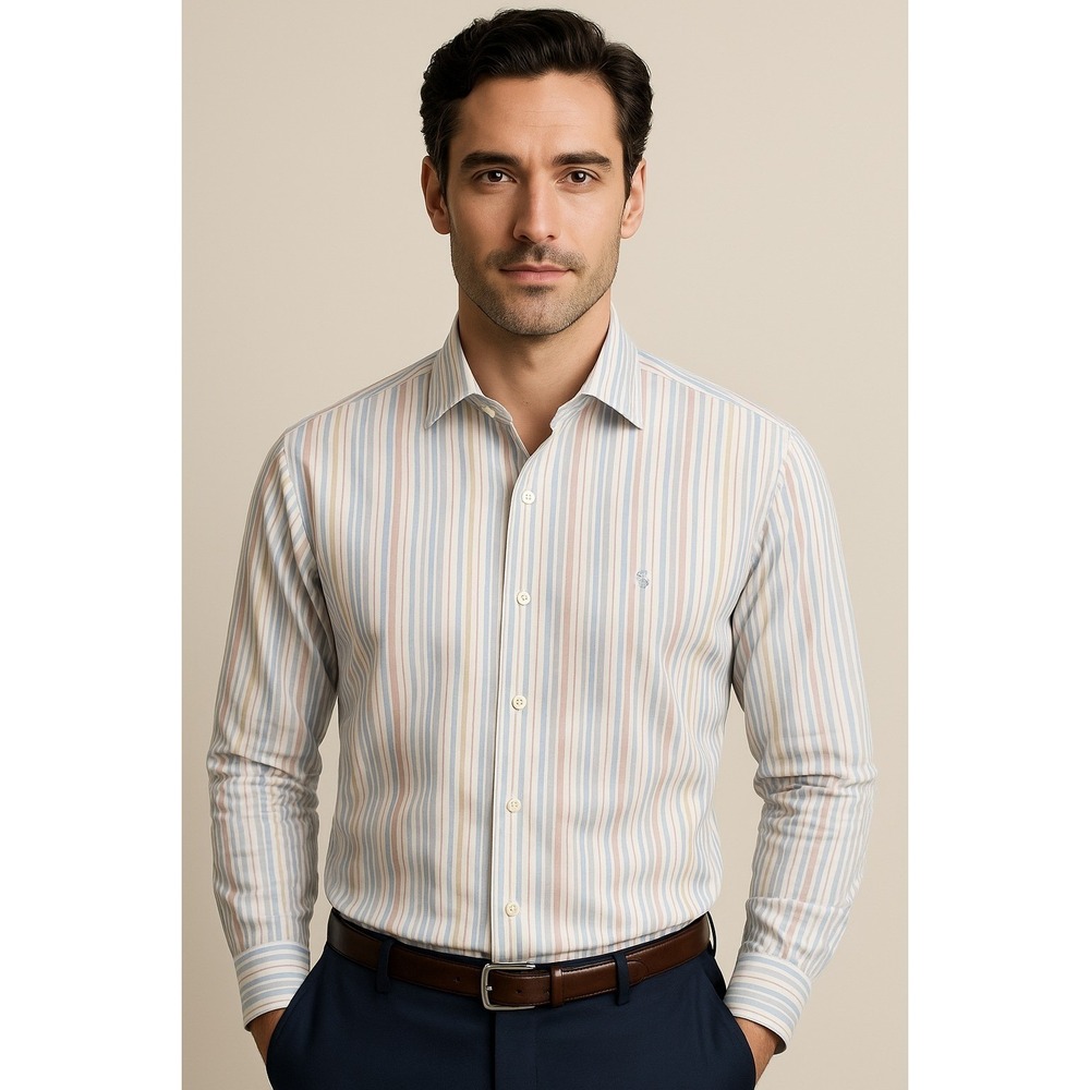 Brooks Brothers  Button Down Shirt Mens Large pastel stripe 100% cotton Heritage